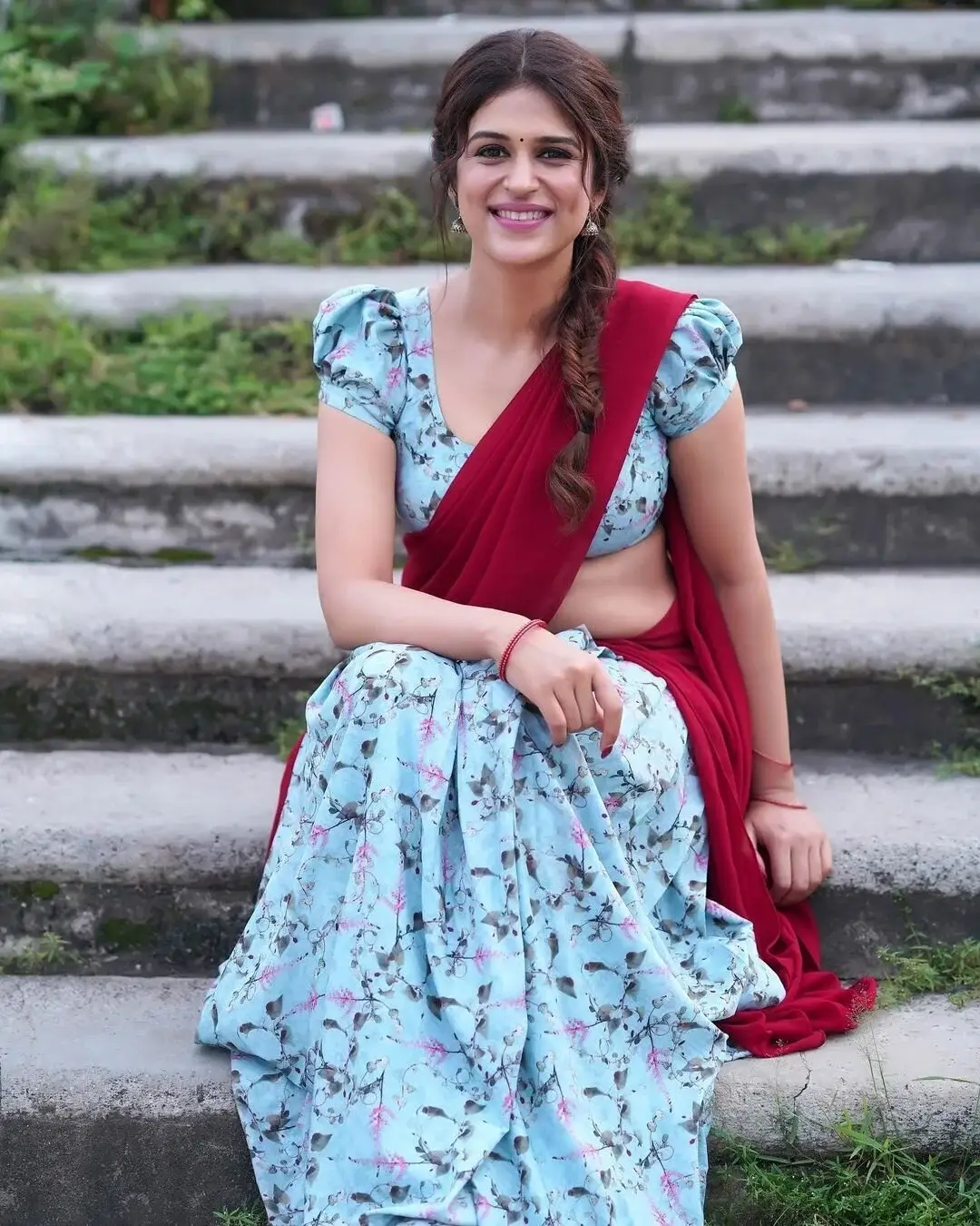 South Indian Traditional Blue Lehenga Choli Shraddha Das